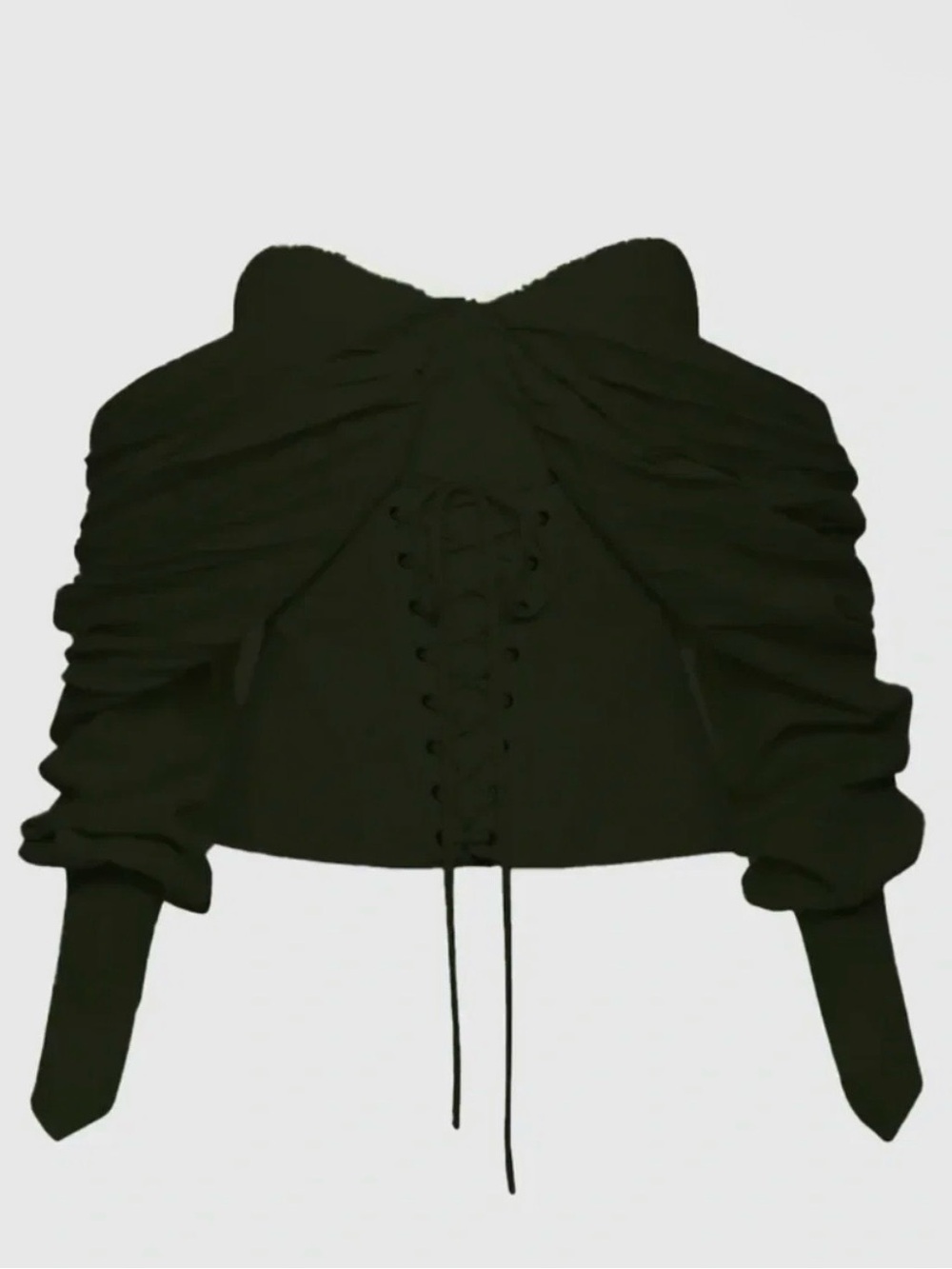 Black Ruched Off-Shoulder Corset Top